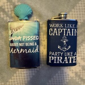 Mermaid and Pirate Themed Flasks Set